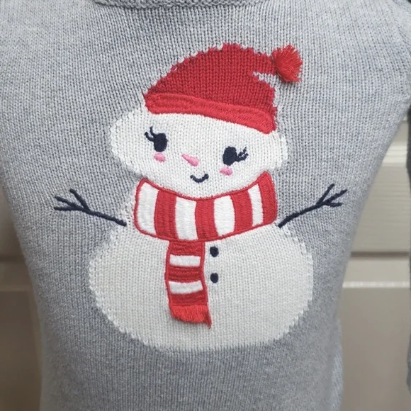GYMBOREE GRAY WITH WHITE POLKA-DOT SNOWMAN ⛄ SWEATER SIZE 18-24 MONTHS - Picture 2 of 10